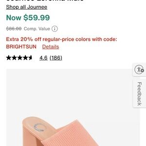 Journee Collection Peach Ribbed Block Heel Mule